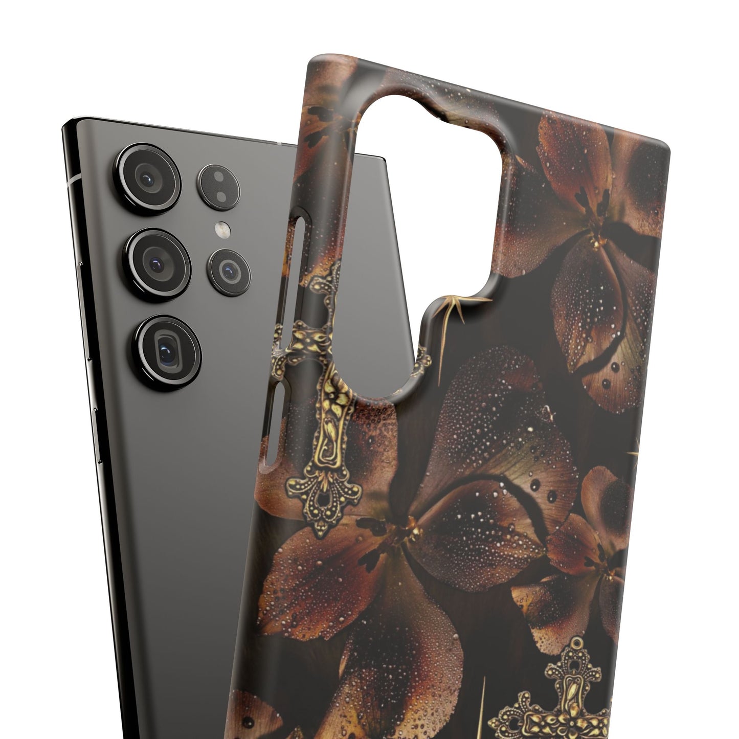 Brown Floral Cross Case
