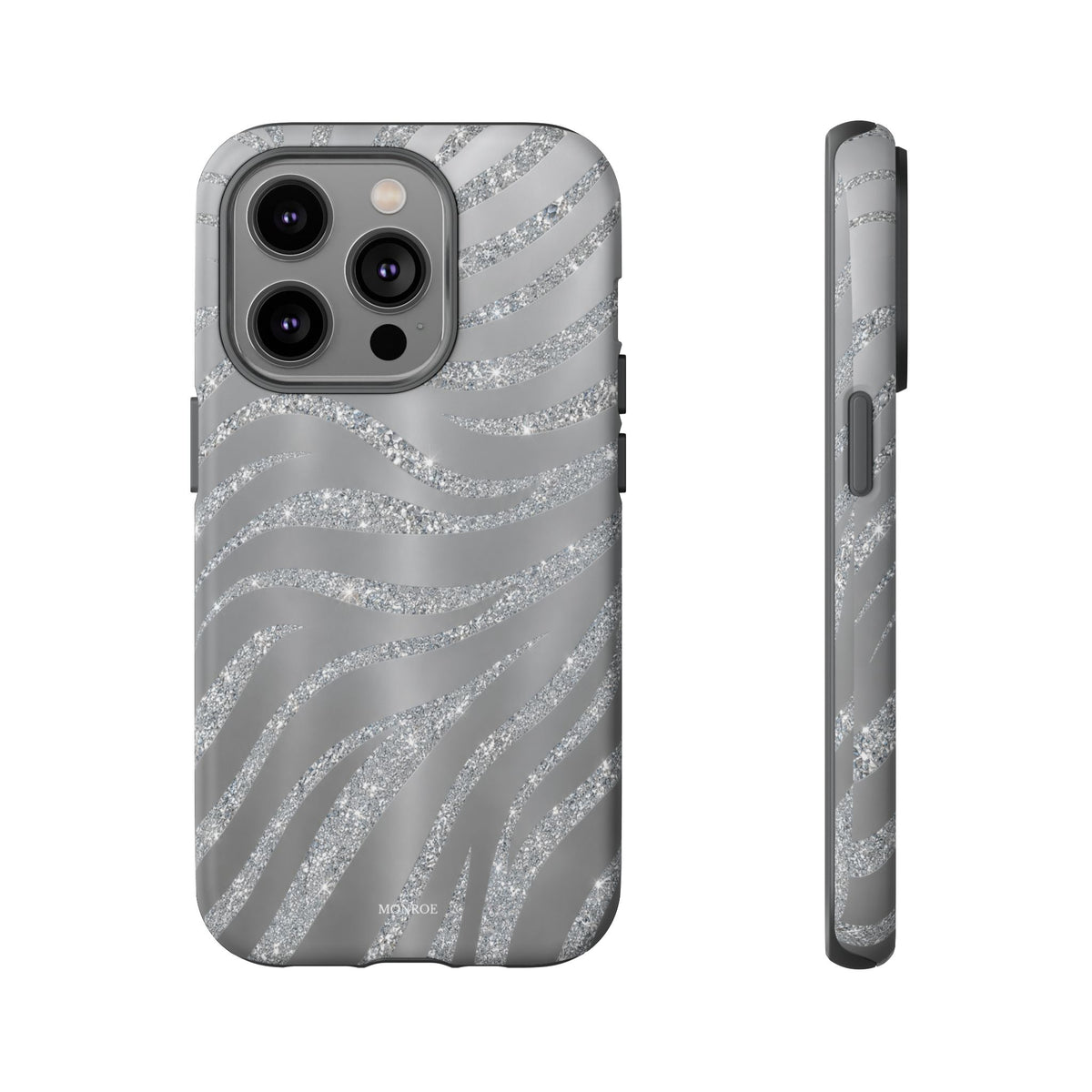 Silver Glitter Zebra Tough Case