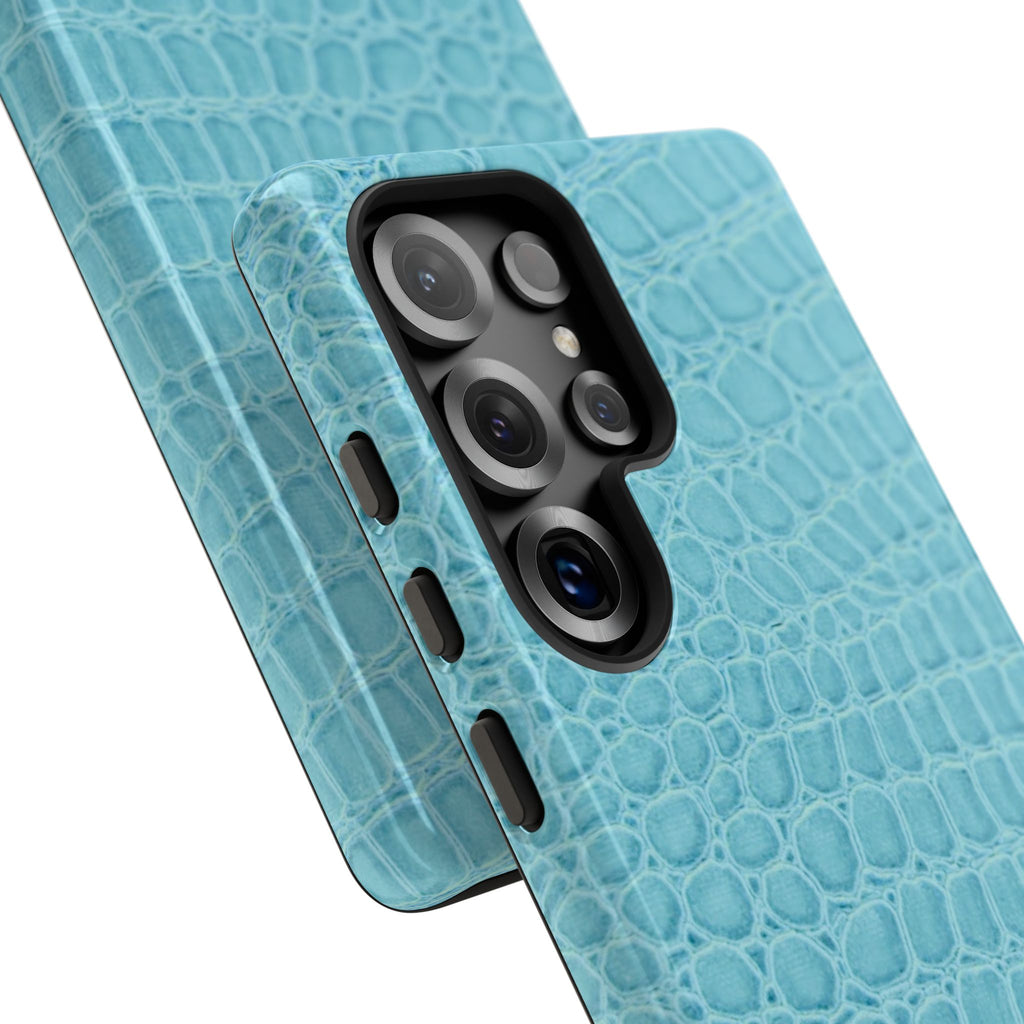 Croc Embossed Turquoise Phone Case