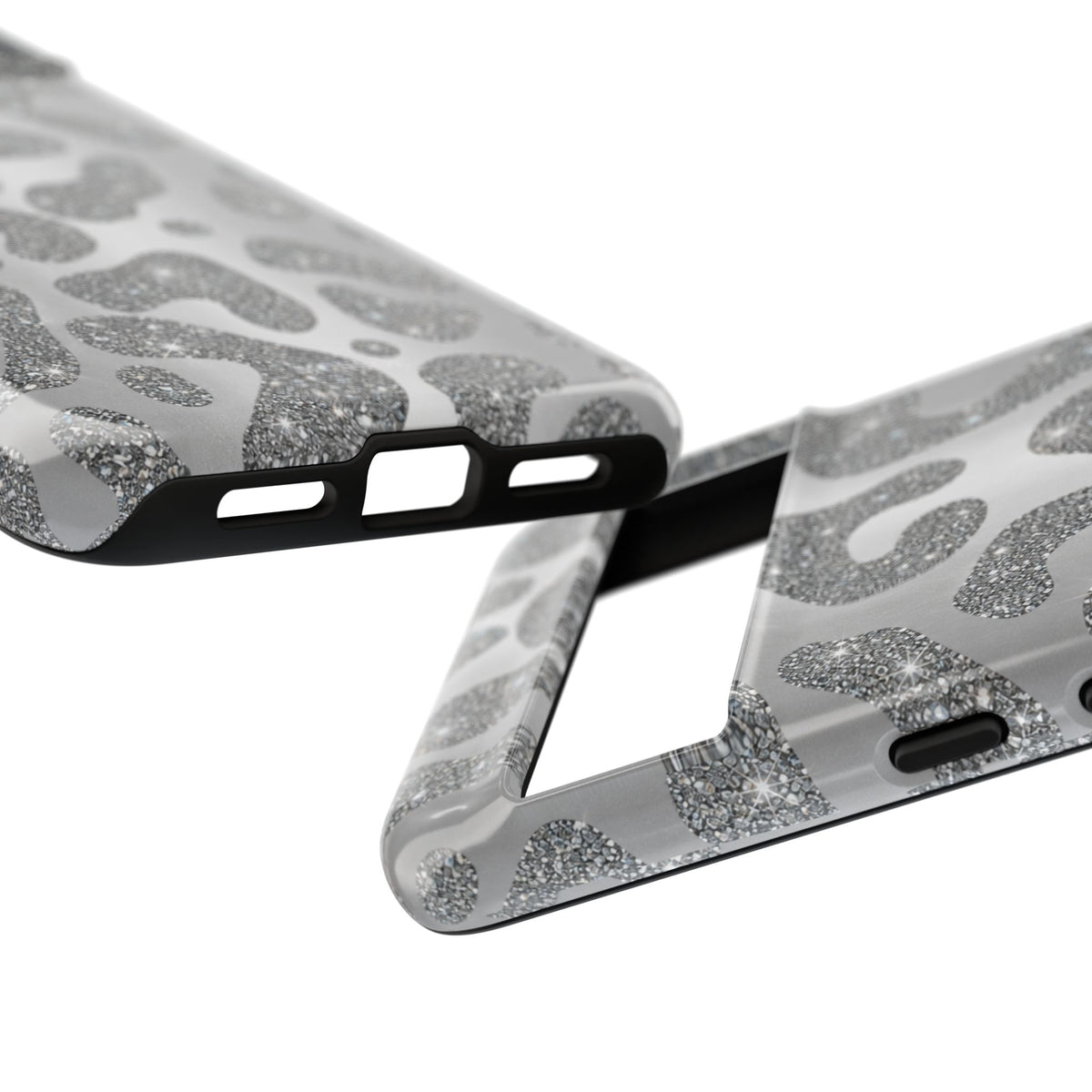 Silver Glitter Leopard Tough Case