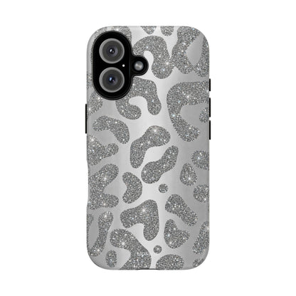 Silver Glitter Leopard Tough Case