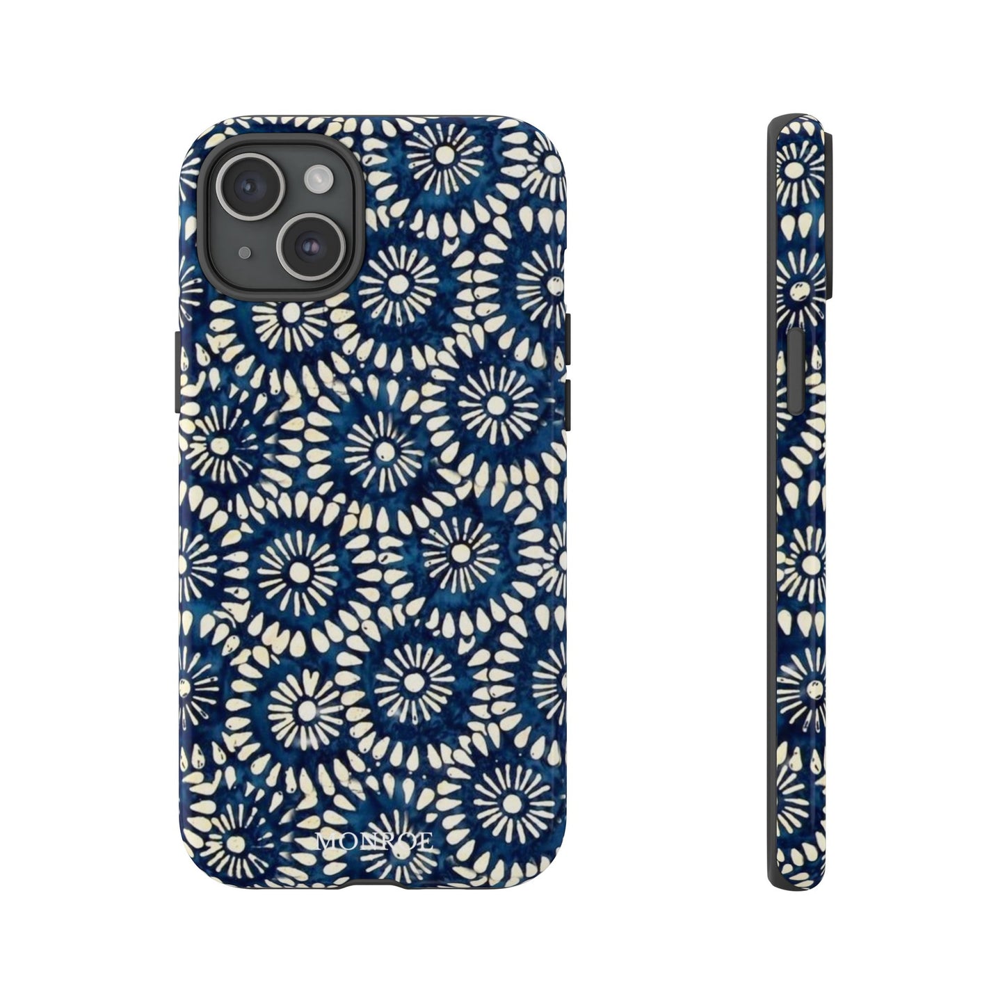 Navy Shibori Floral Tough Phone Case