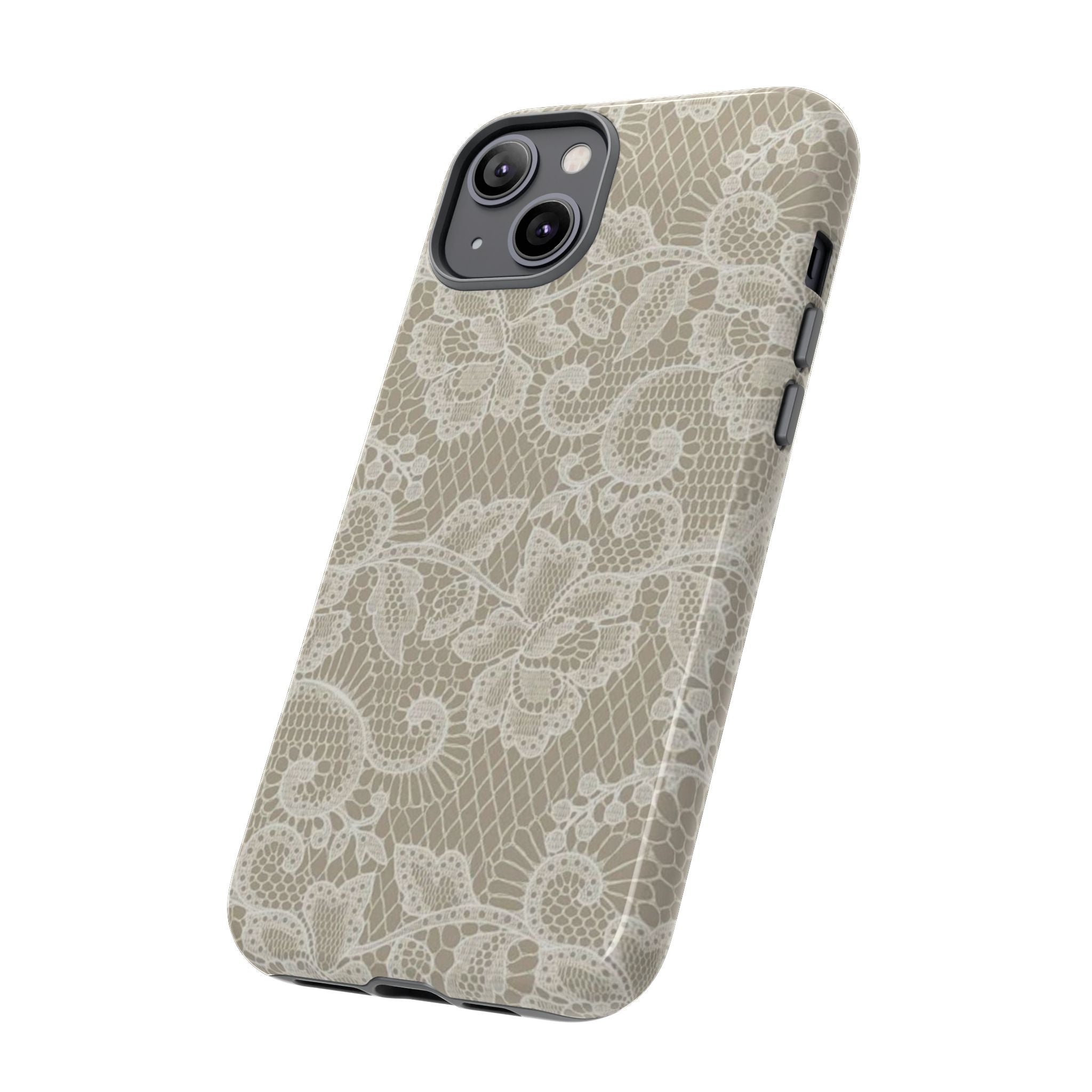 White Lace Pattern Tough Phone Case