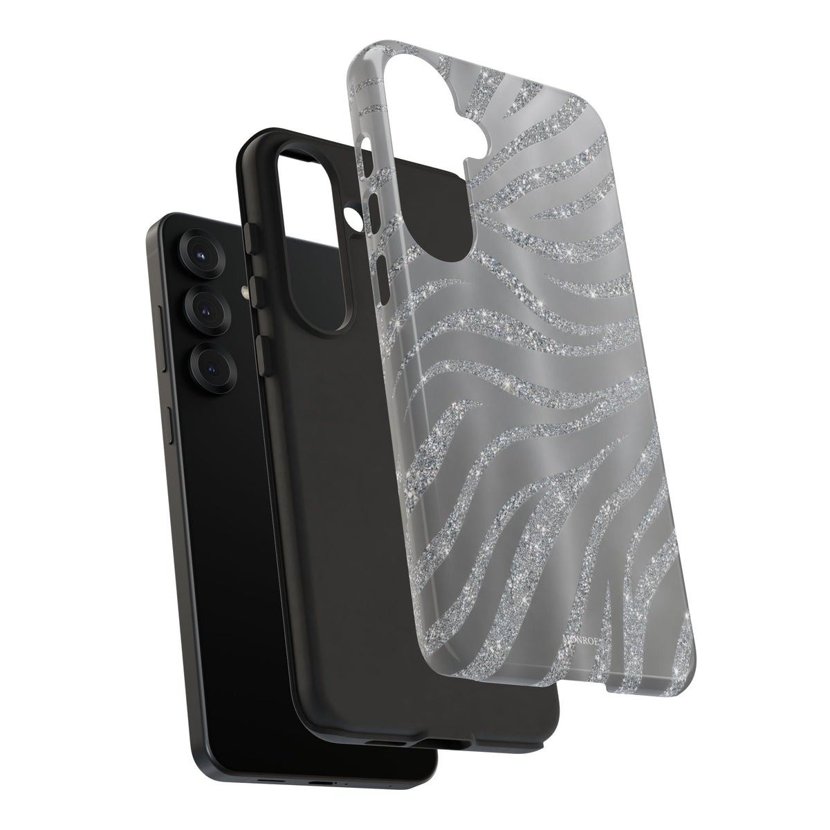 Silver Glitter Zebra Tough Case