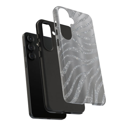 Silver Glitter Zebra Tough Case