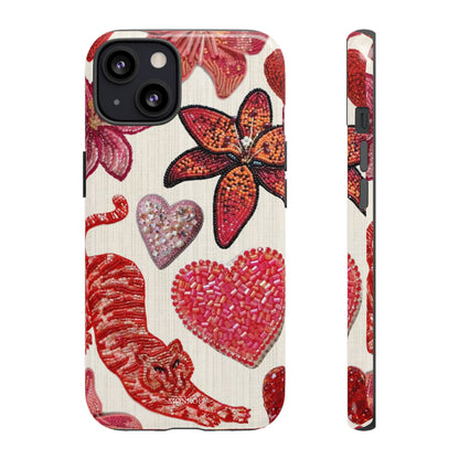 Floral & Heart Pattern Tough Case