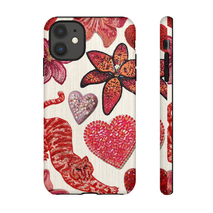 Floral & Heart Pattern Tough Case