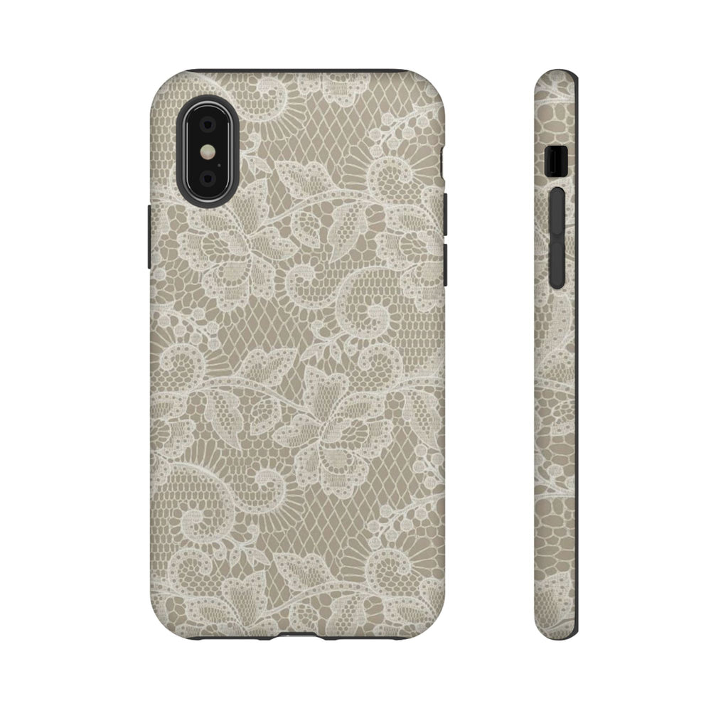 White Lace Pattern Tough Phone Case