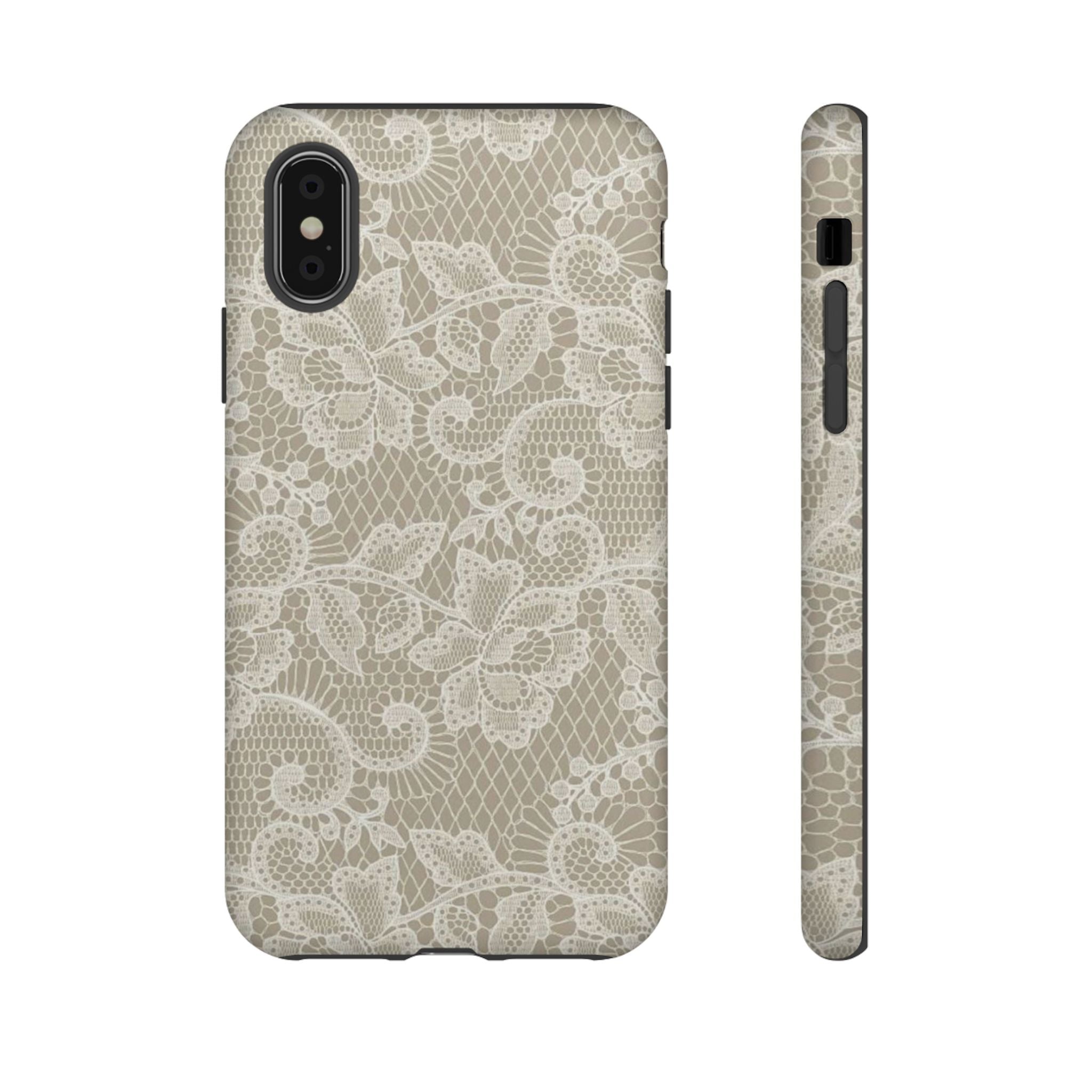 White Lace Pattern Tough Phone Case