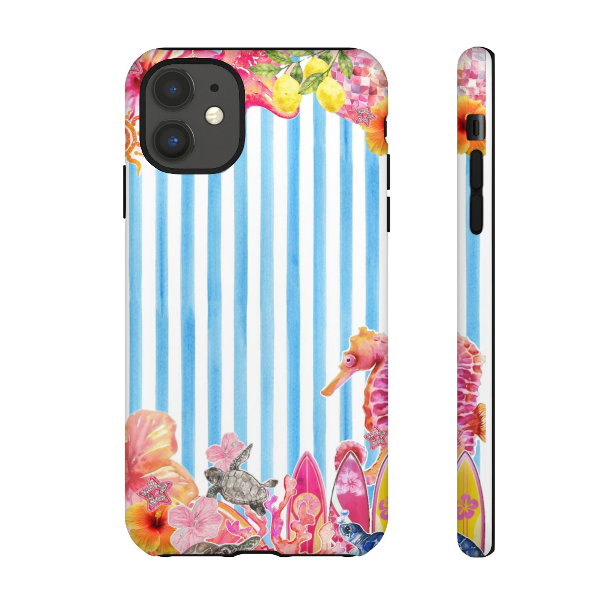 Beach Blue Striped Tough Phone Case