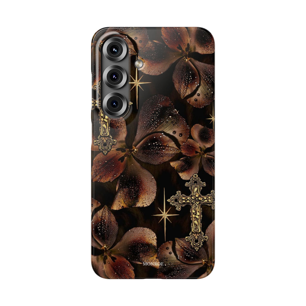 Brown Floral Cross Case