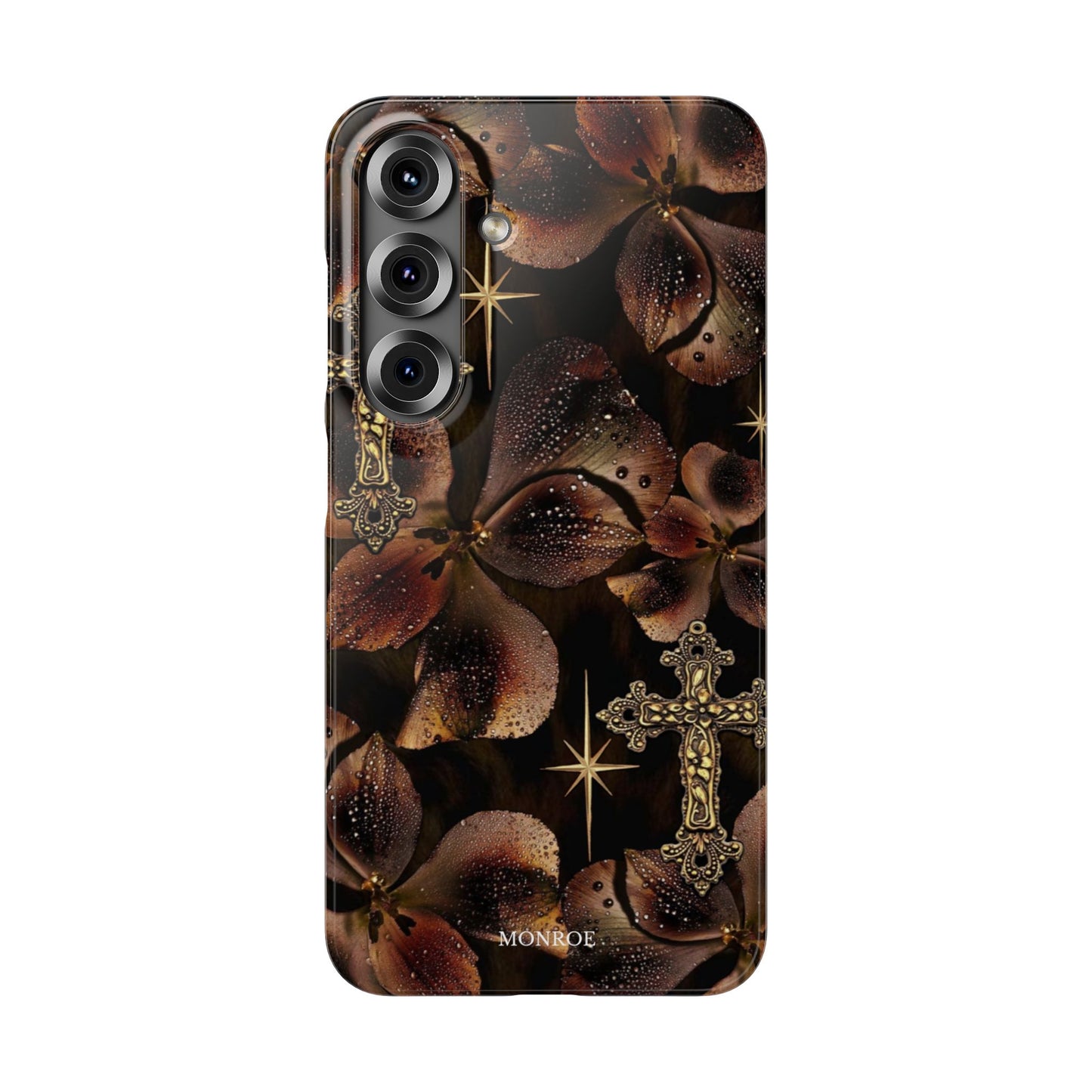 Brown Floral Cross Case