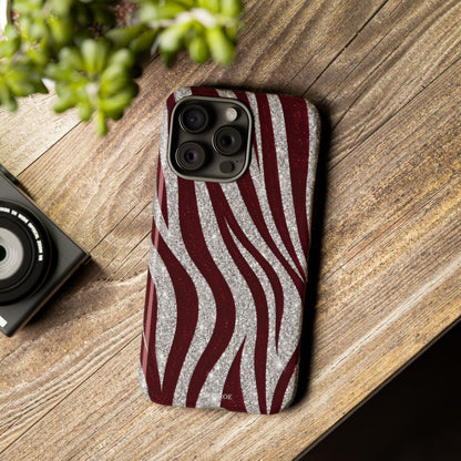Burgundy Zebra Glitter Tough Case