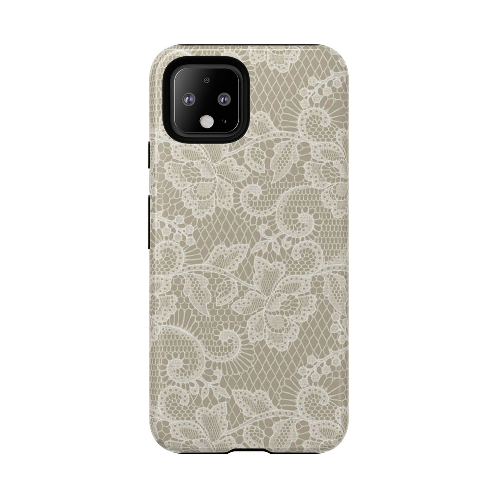 White Lace Pattern Tough Phone Case