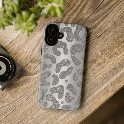 Silver Glitter Leopard Tough Case