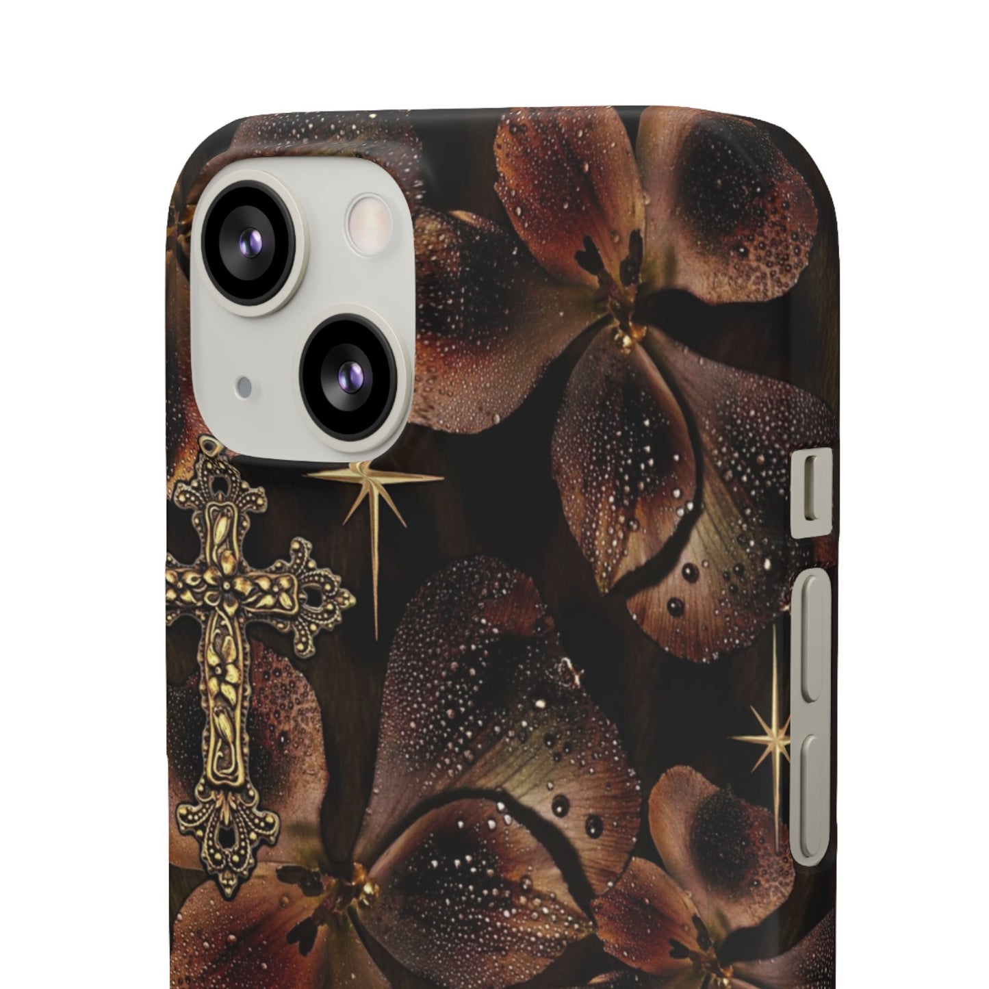 Brown Floral Cross Case