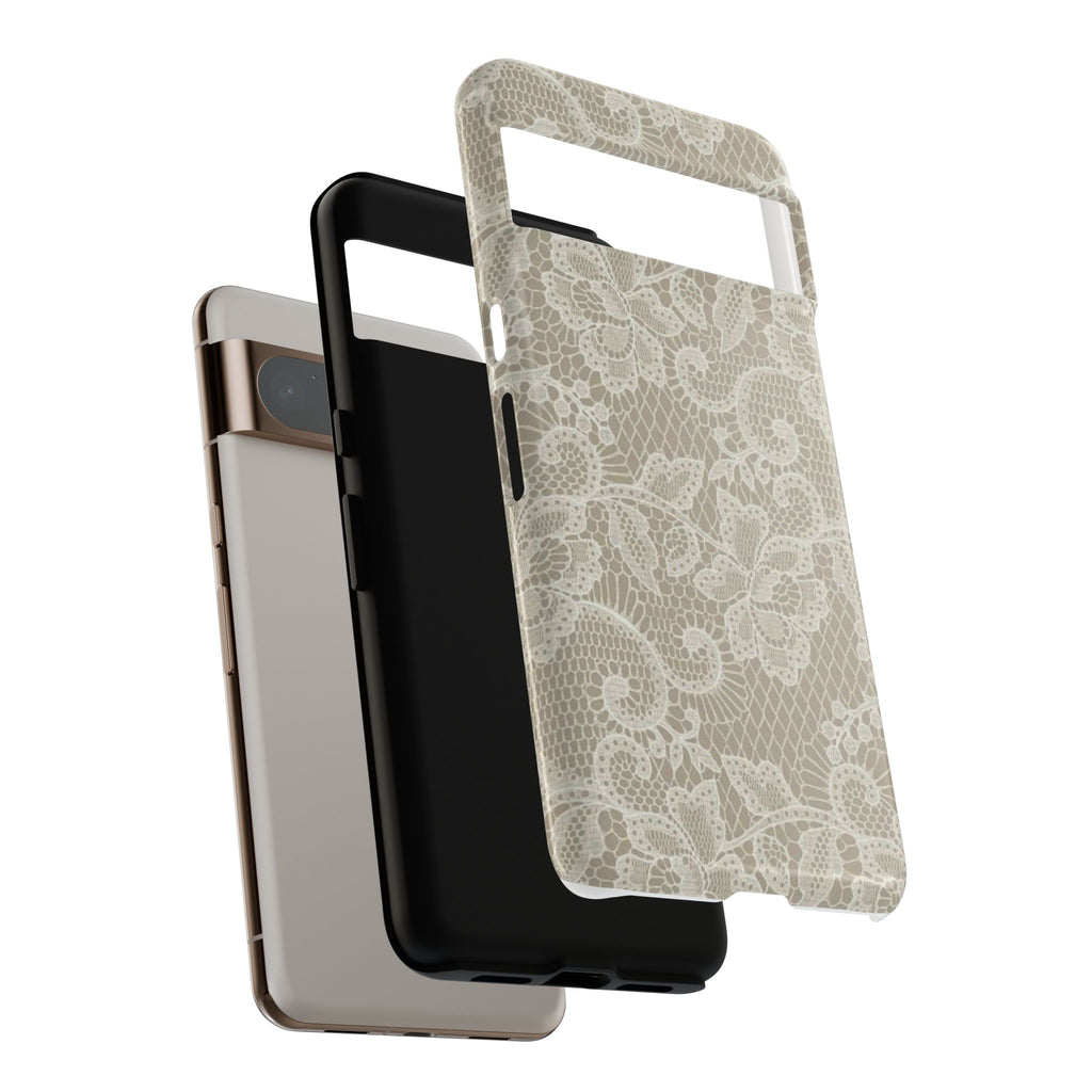 White Lace Pattern Tough Phone Case