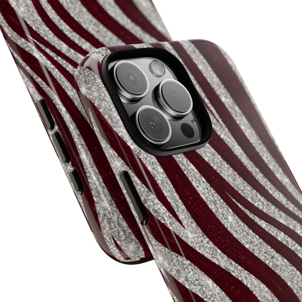 Burgundy Zebra Glitter Tough Case
