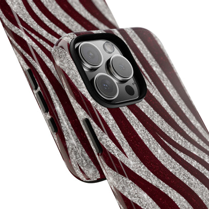 Burgundy Zebra Glitter Tough Case