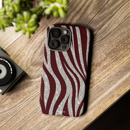 Burgundy Zebra Glitter Tough Case