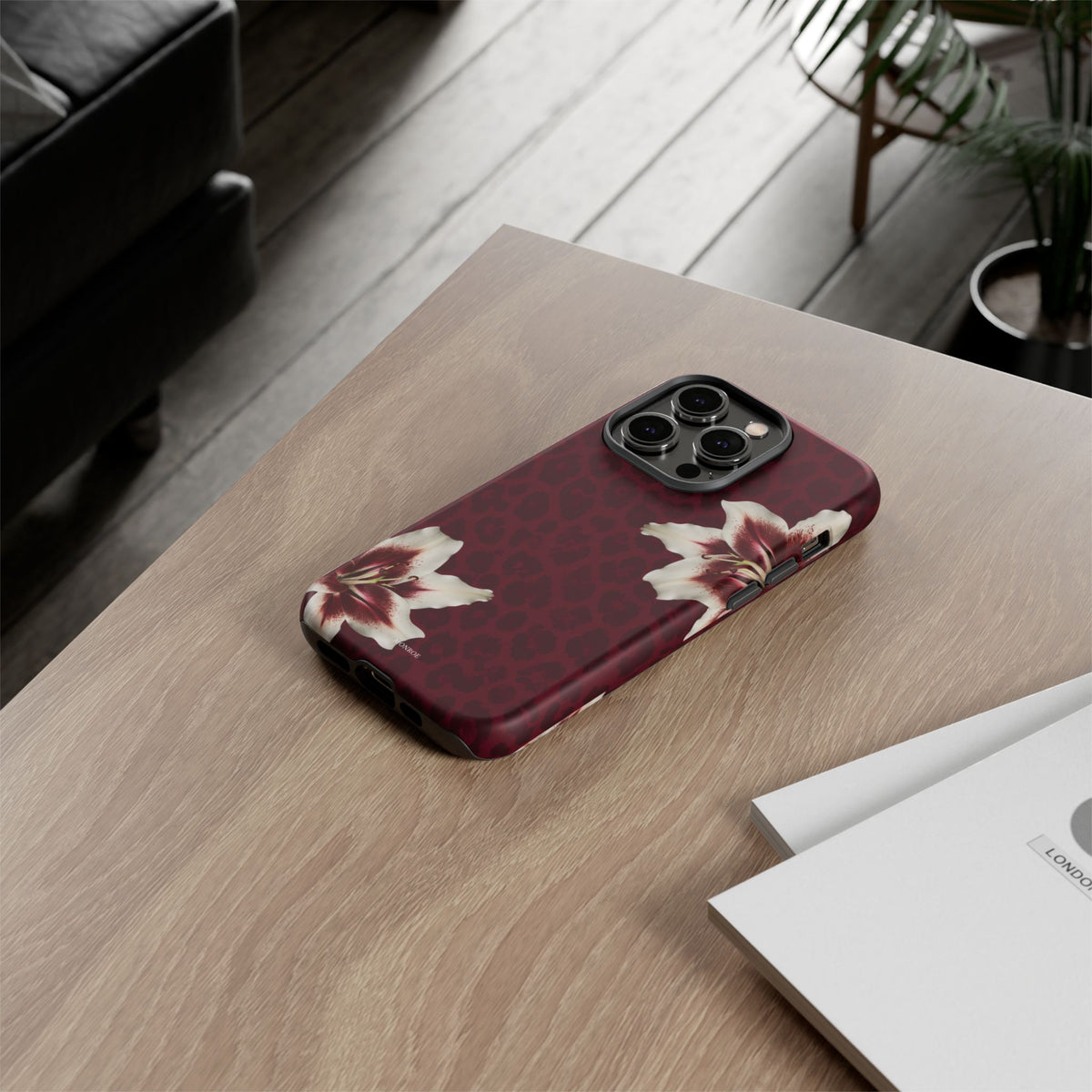 Burgundy Lily Leopard Tough Case