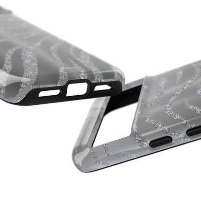 Silver Glitter Zebra Tough Case