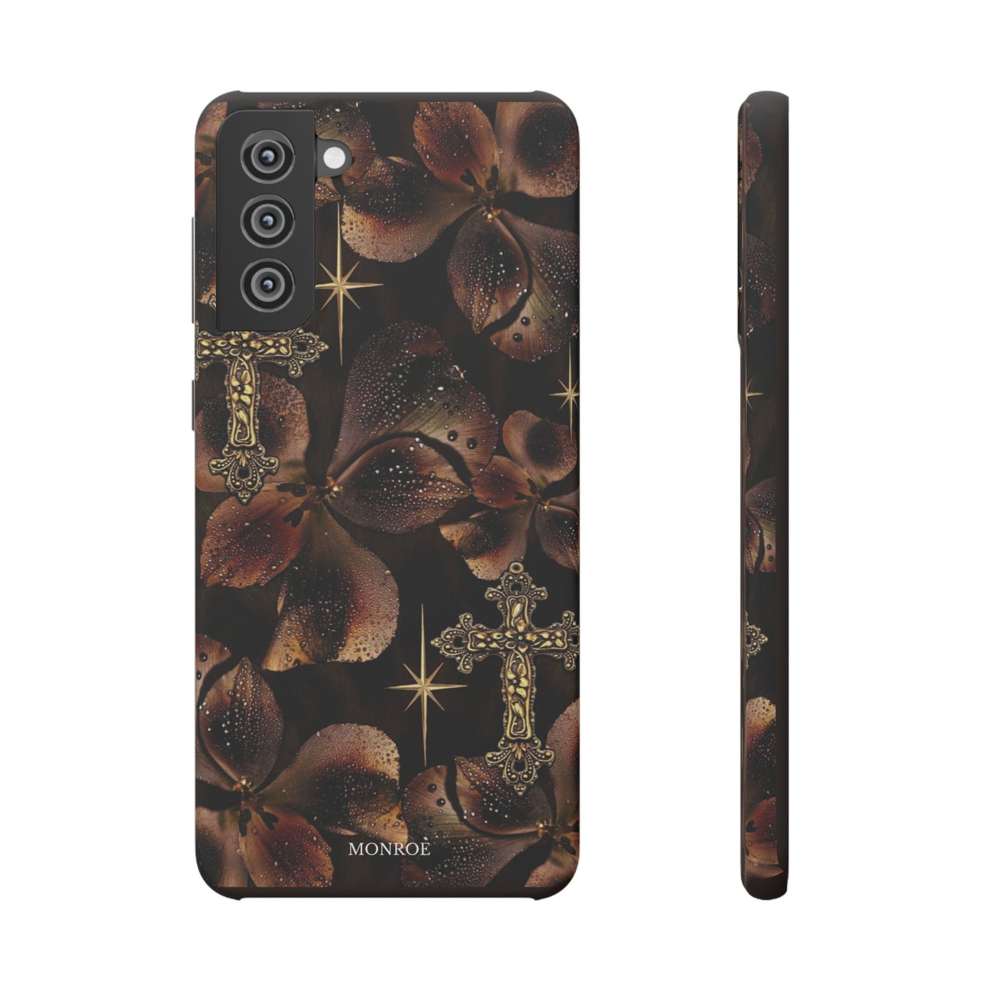 Brown Floral Cross Case