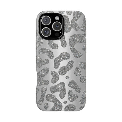 Silver Glitter Leopard Tough Case
