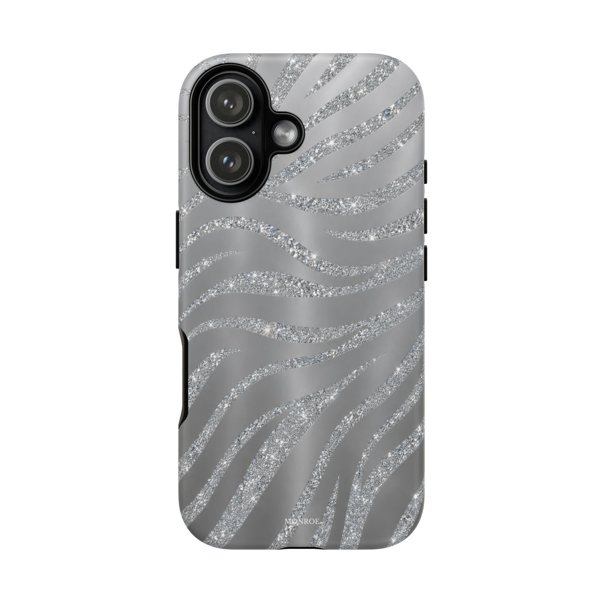 Silver Glitter Zebra Tough Case