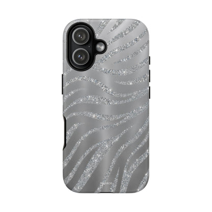 Silver Glitter Zebra Tough Case