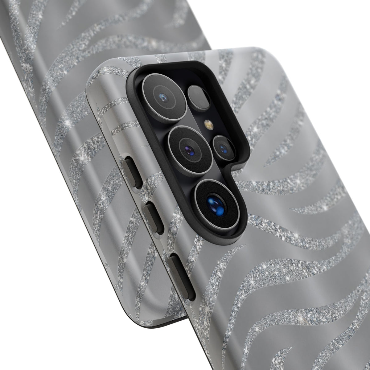 Silver Glitter Zebra Tough Case