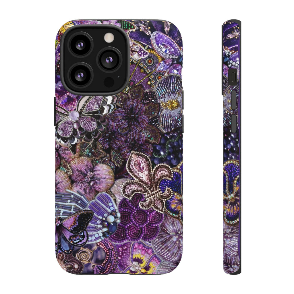Purple Fleur-de-Lis Floral Tough Phone Case