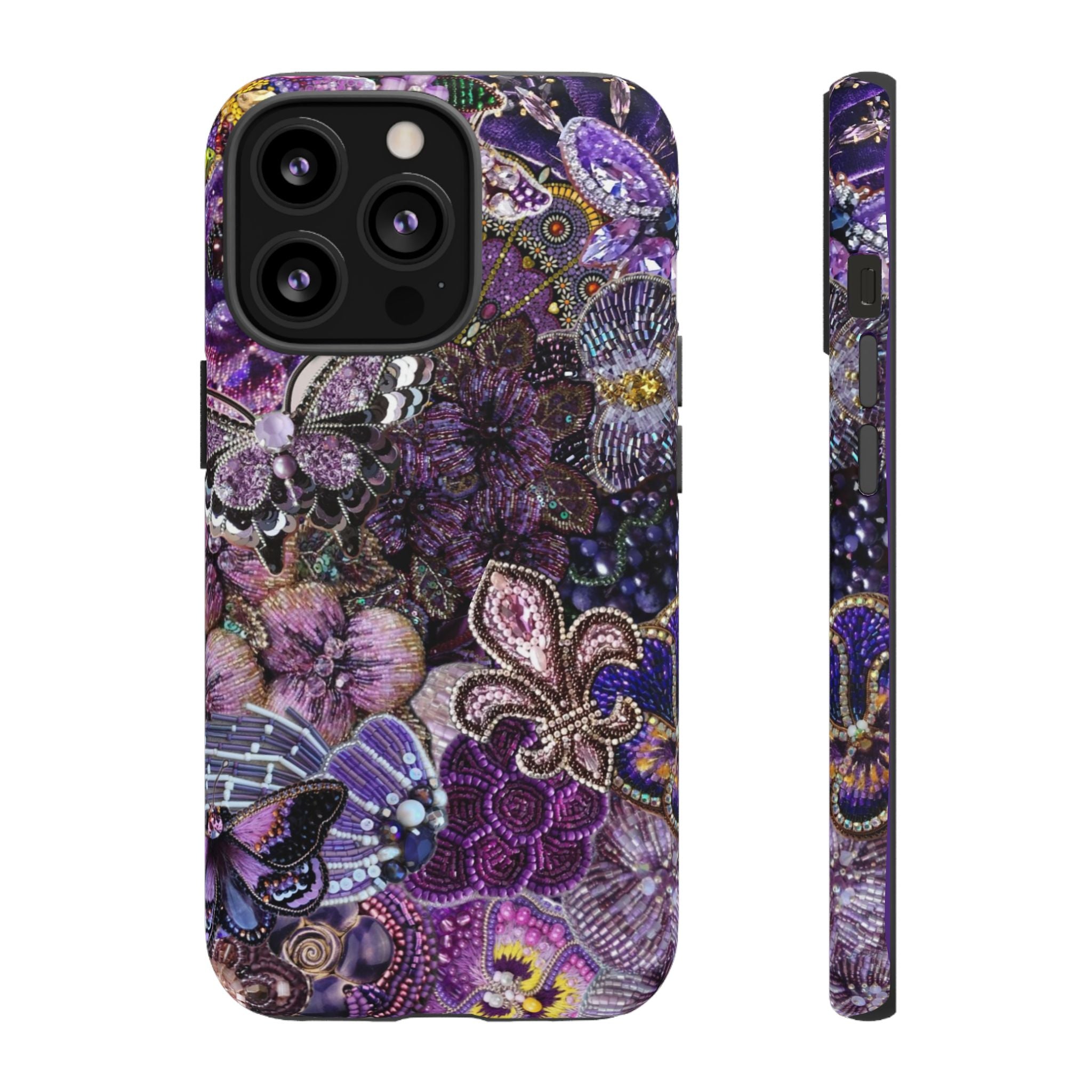 Purple Fleur-de-Lis Floral Tough Phone Case