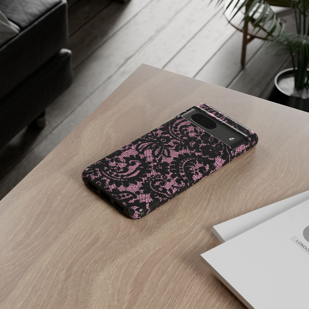 Pink Lace Pattern Tough Phone Case