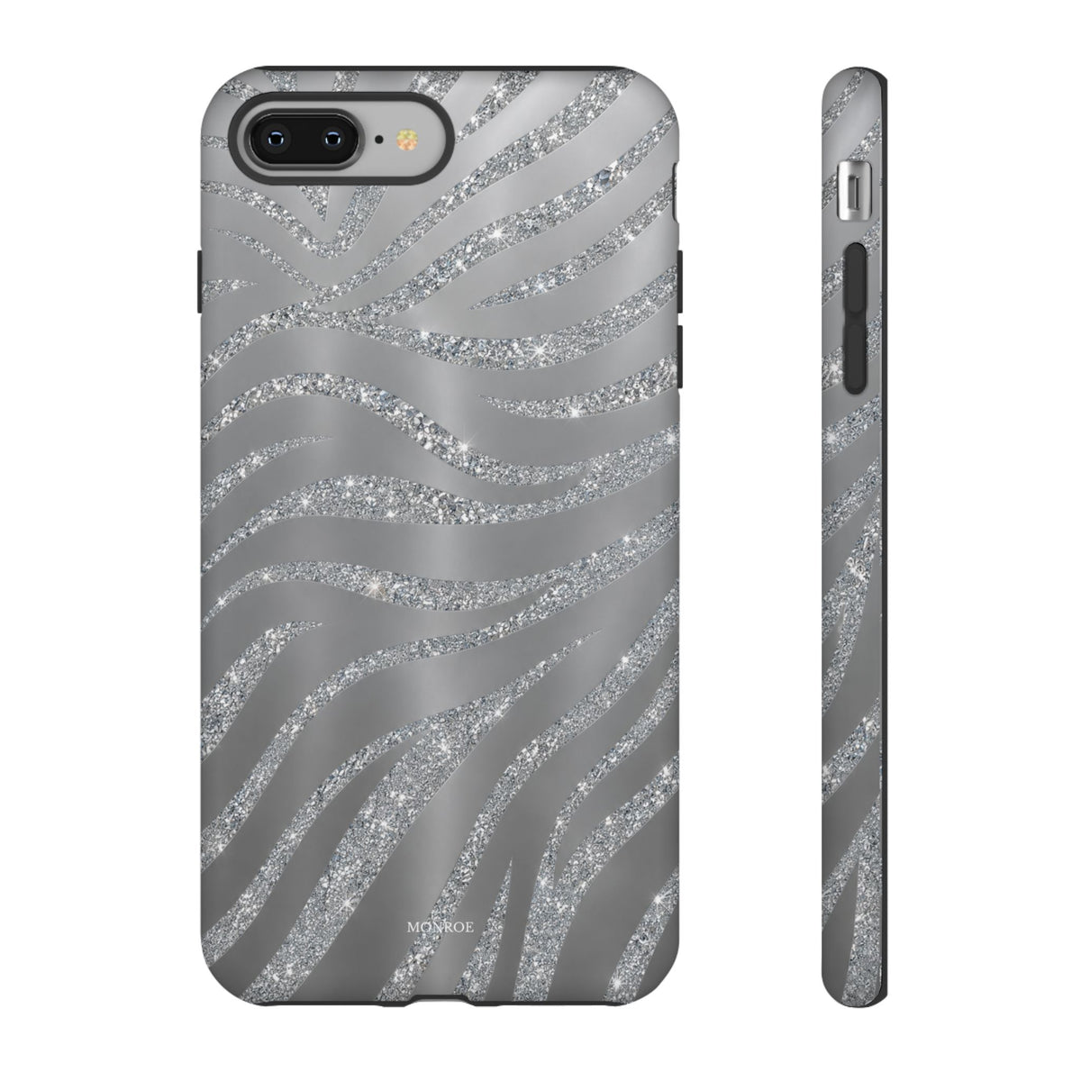 Silver Glitter Zebra Tough Case