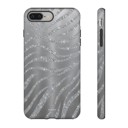 Silver Glitter Zebra Tough Case