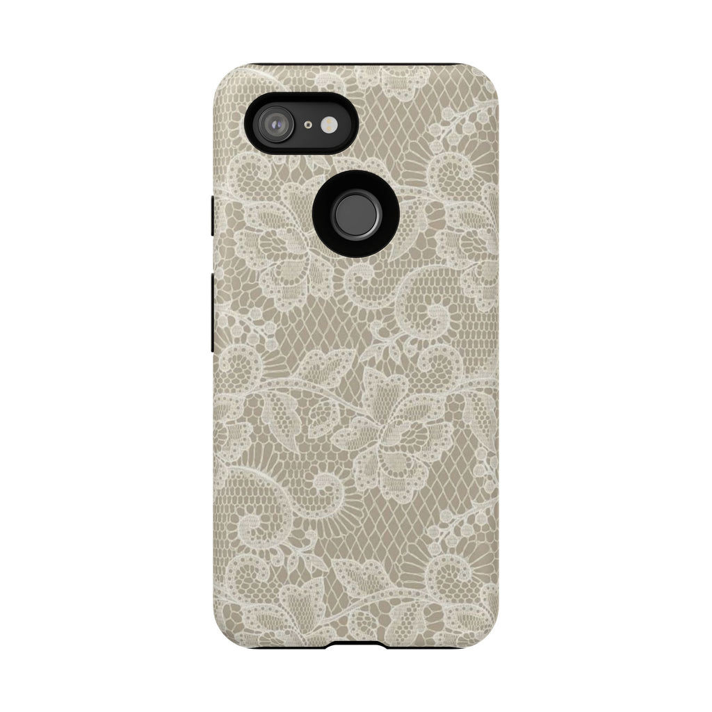 White Lace Pattern Tough Phone Case