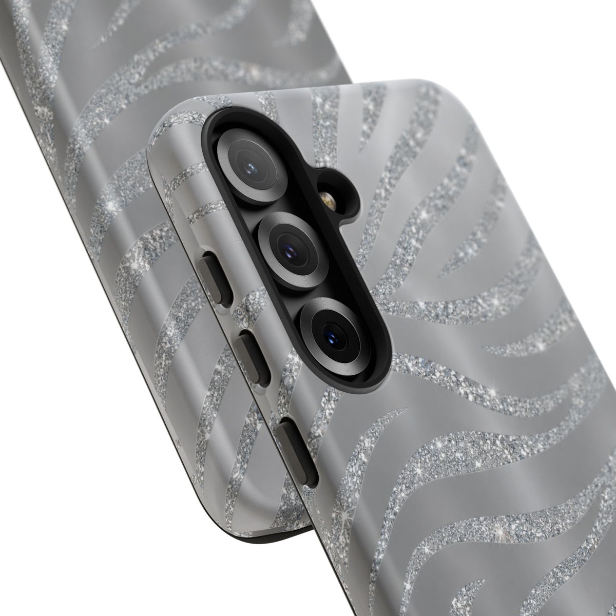 Silver Glitter Zebra Tough Case