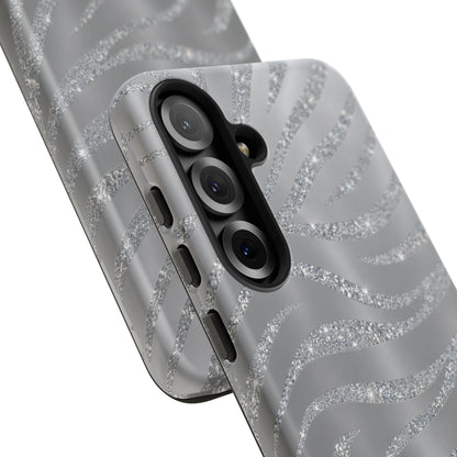 Silver Glitter Zebra Tough Case