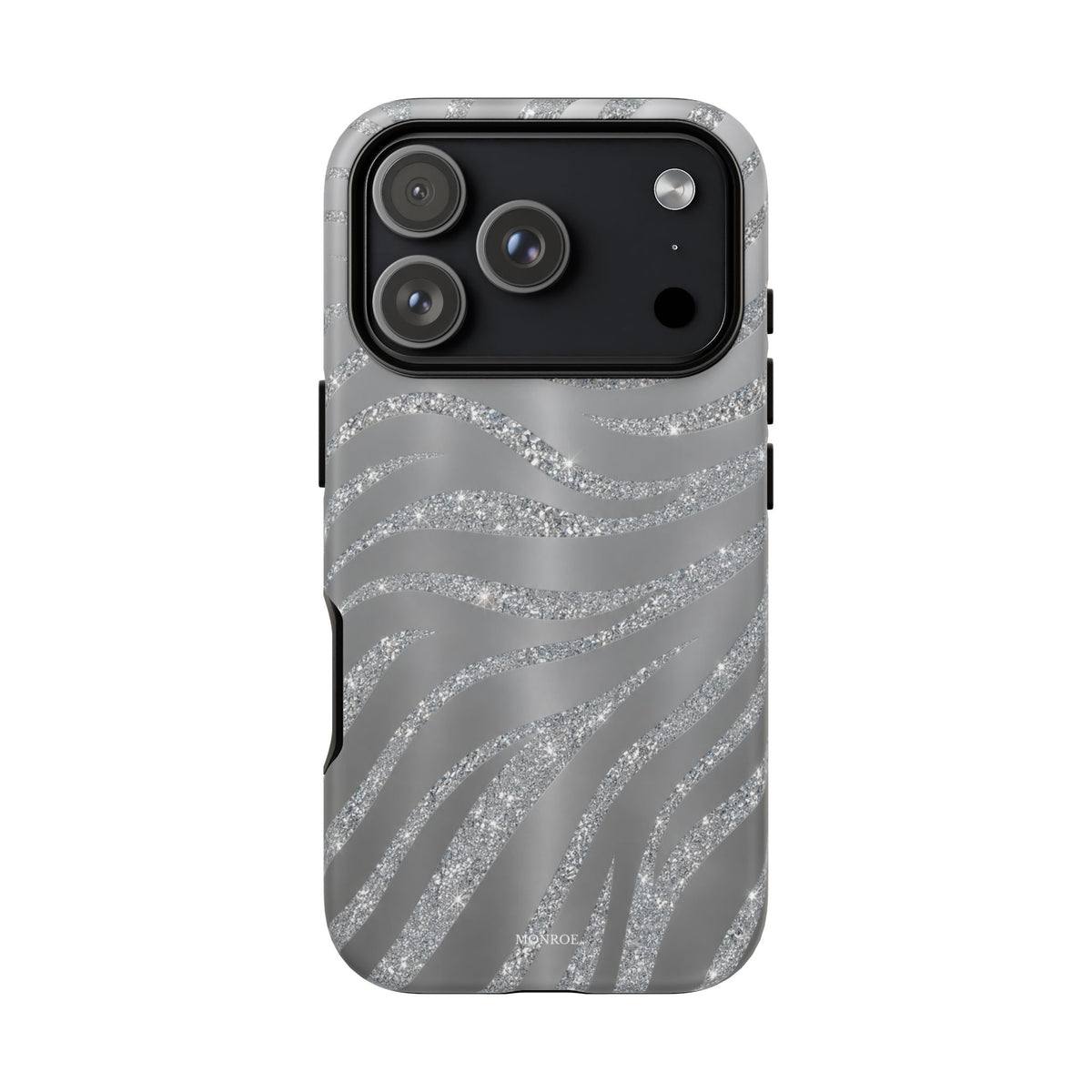 Silver Glitter Zebra Tough Case