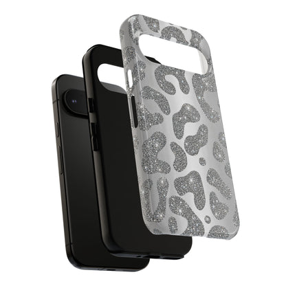Silver Glitter Leopard Tough Case