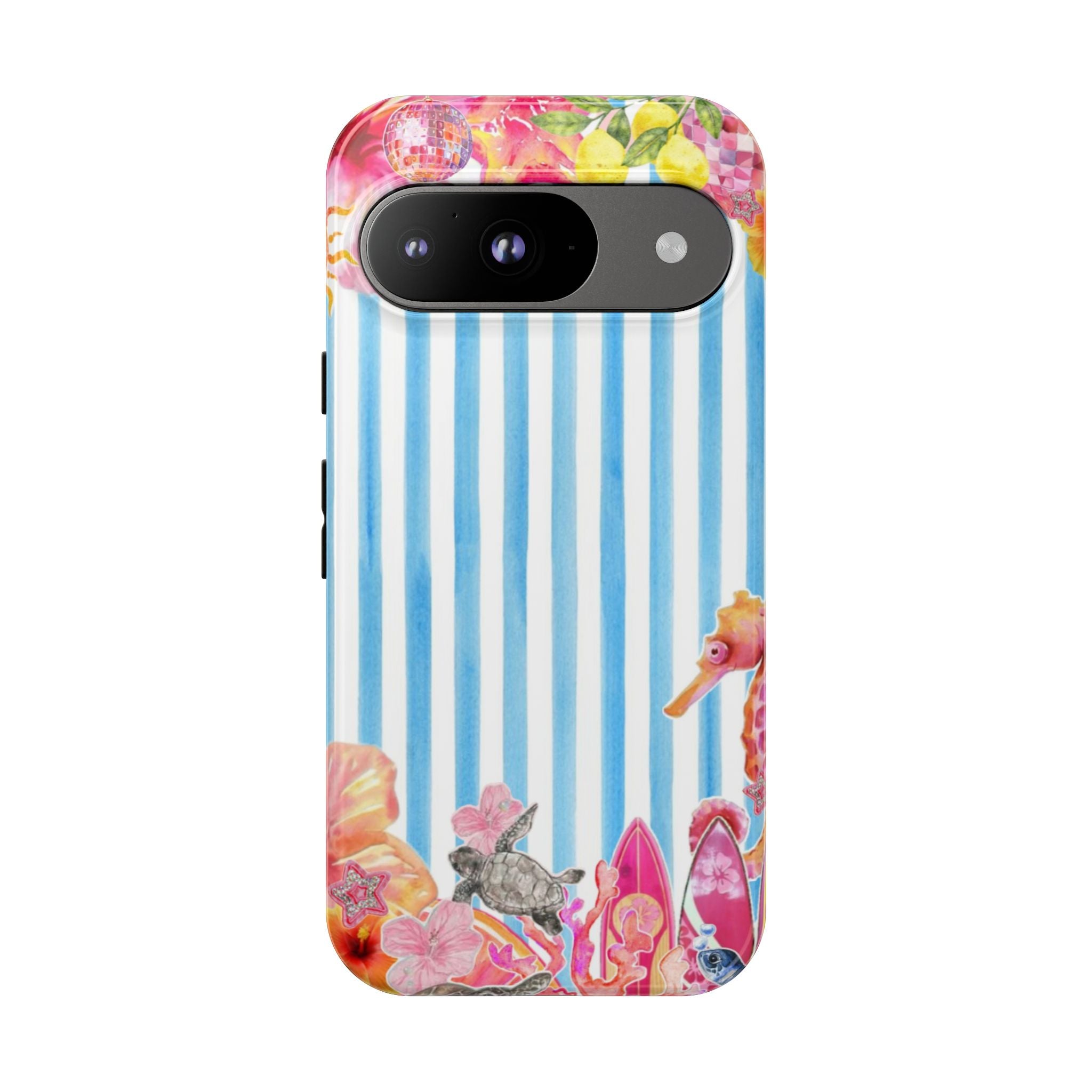 Beach Blue Striped Tough Phone Case