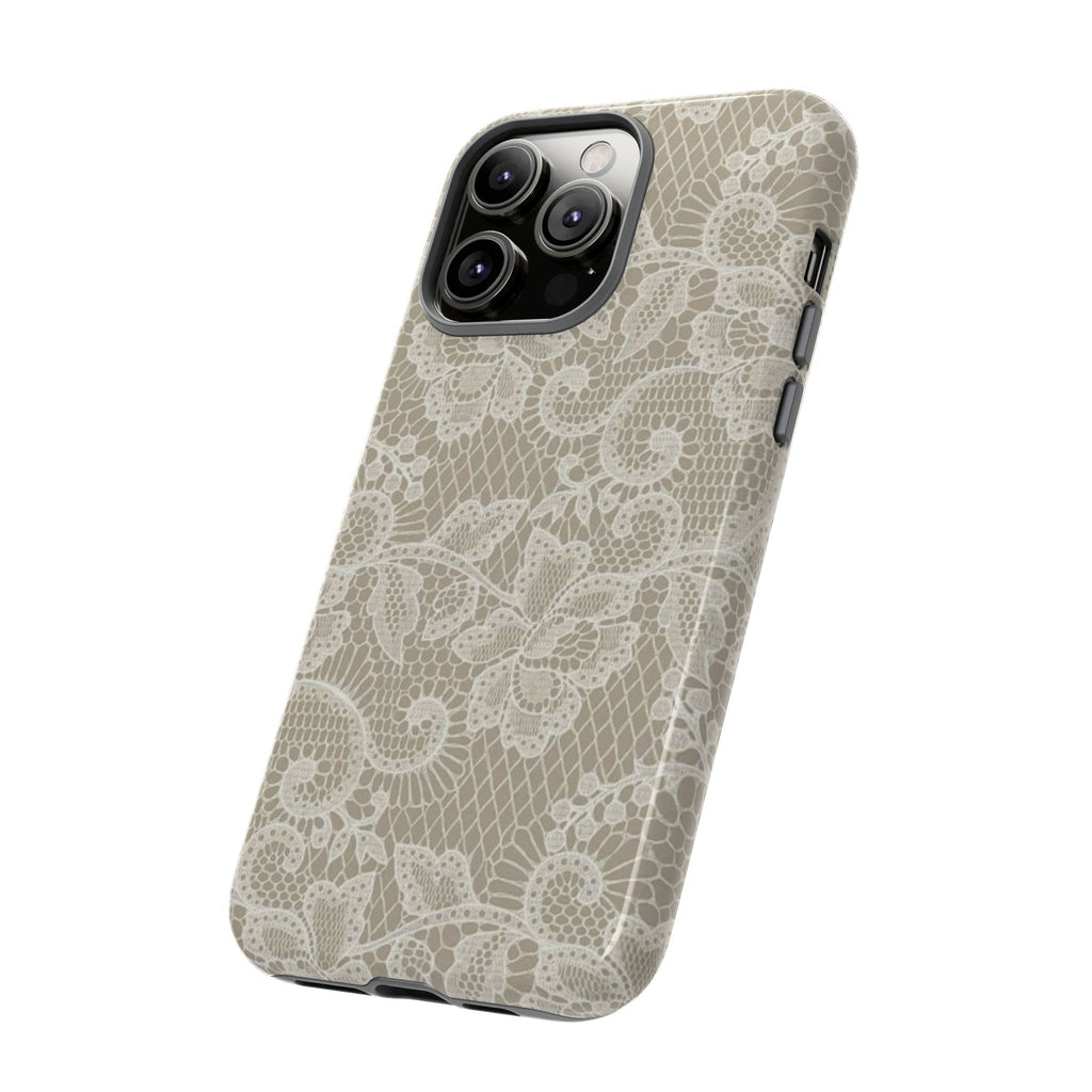 White Lace Pattern Tough Phone Case