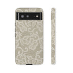 White Lace Pattern Tough Phone Case