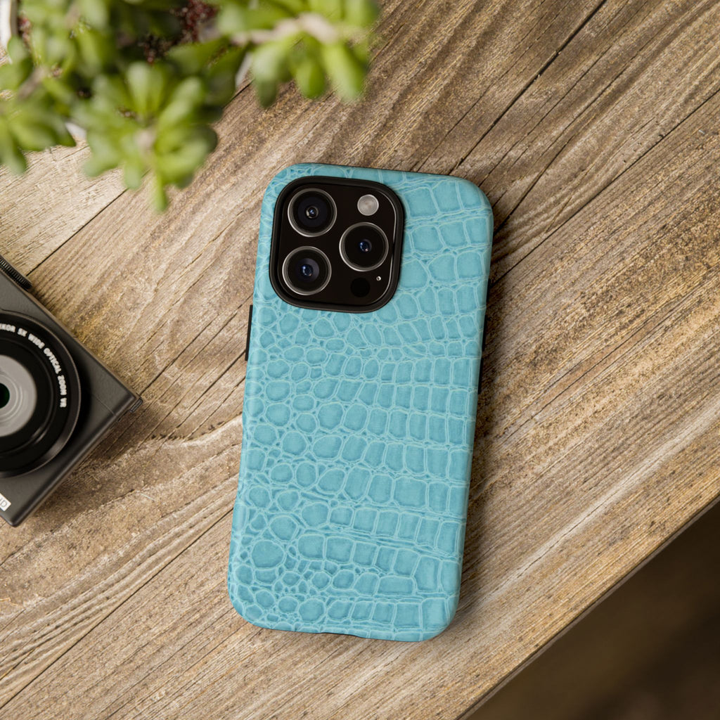Croc Embossed Turquoise Phone Case