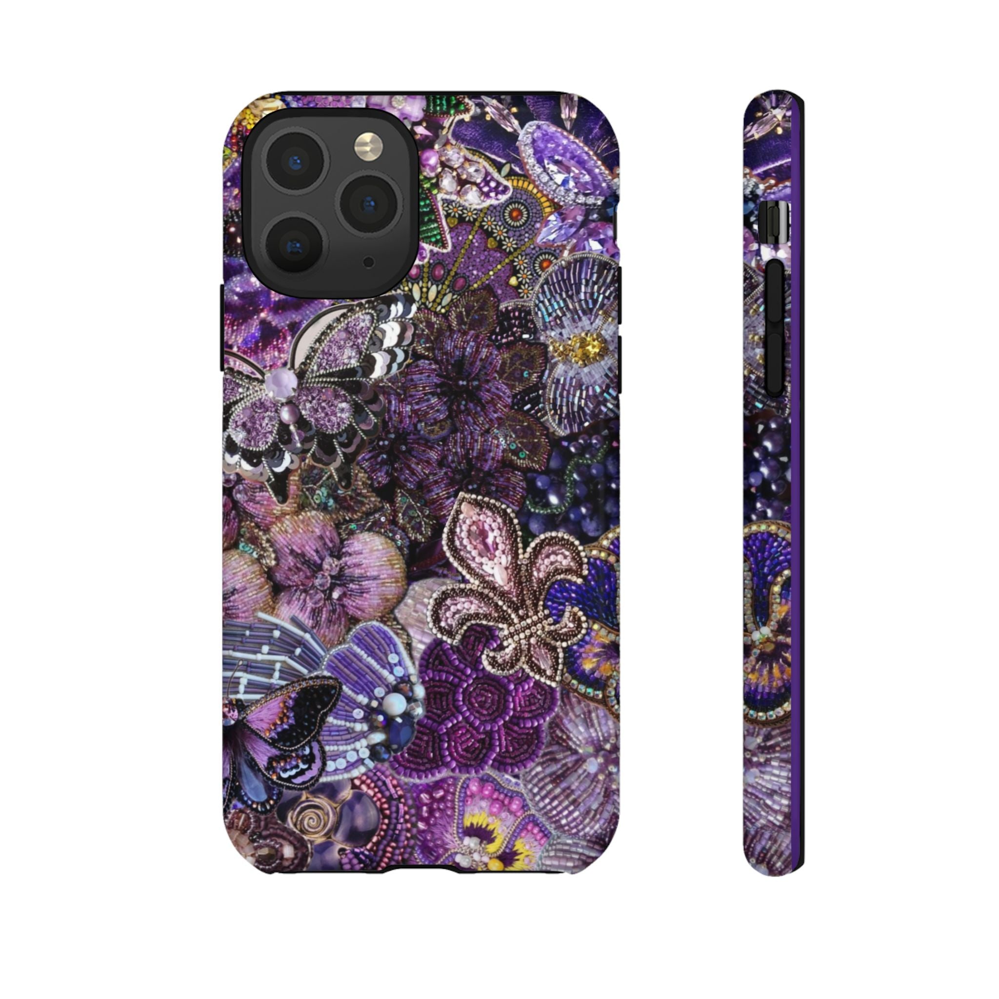 Purple Fleur-de-Lis Floral Tough Phone Case
