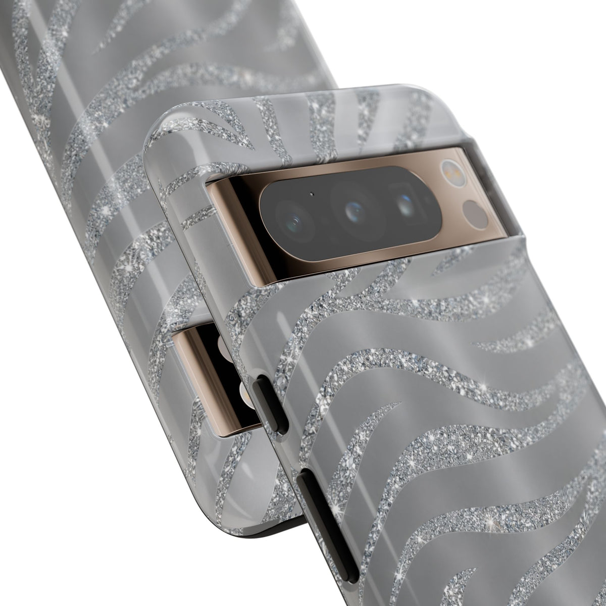 Silver Glitter Zebra Tough Case