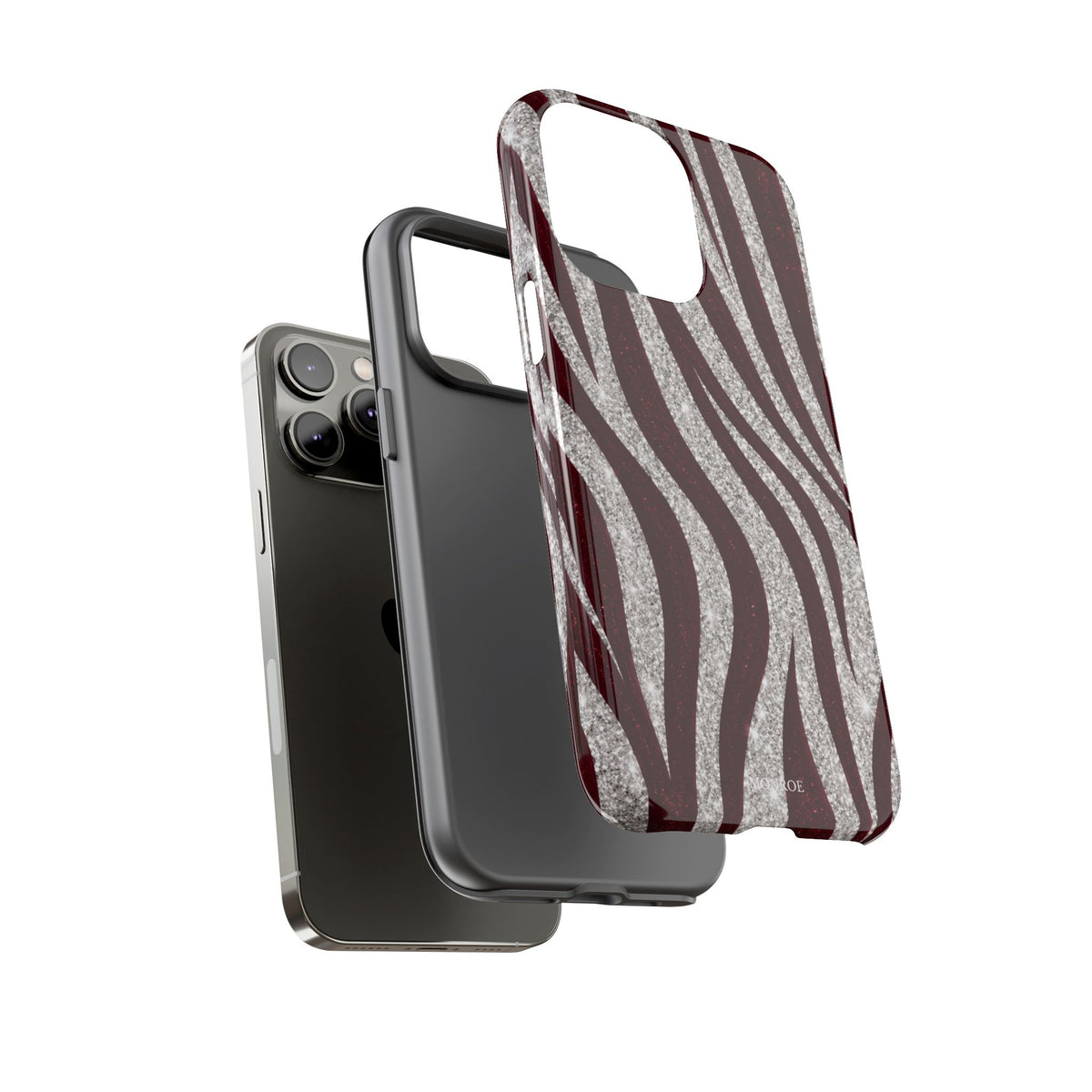 Burgundy Zebra Glitter Tough Case