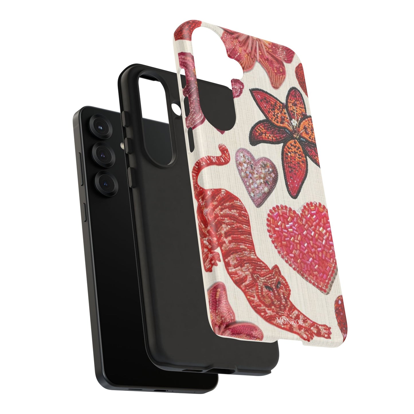 Floral & Heart Pattern Tough Case