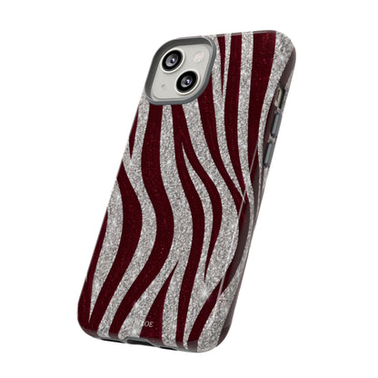 Burgundy Zebra Glitter Tough Case